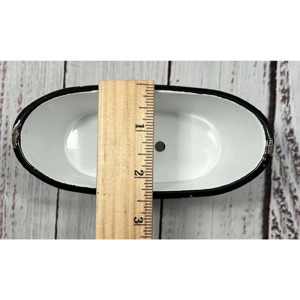 White Bathtub Enamelware Soap or Scrubby Sponge Holder 5.5 Inches‎ Farmhouse