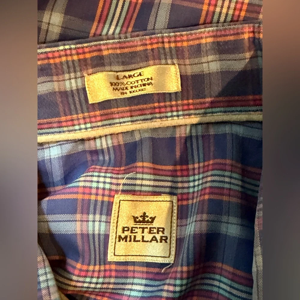 Peter Millar Men's Button‎ Down Dress Shirt Plaid Size Large