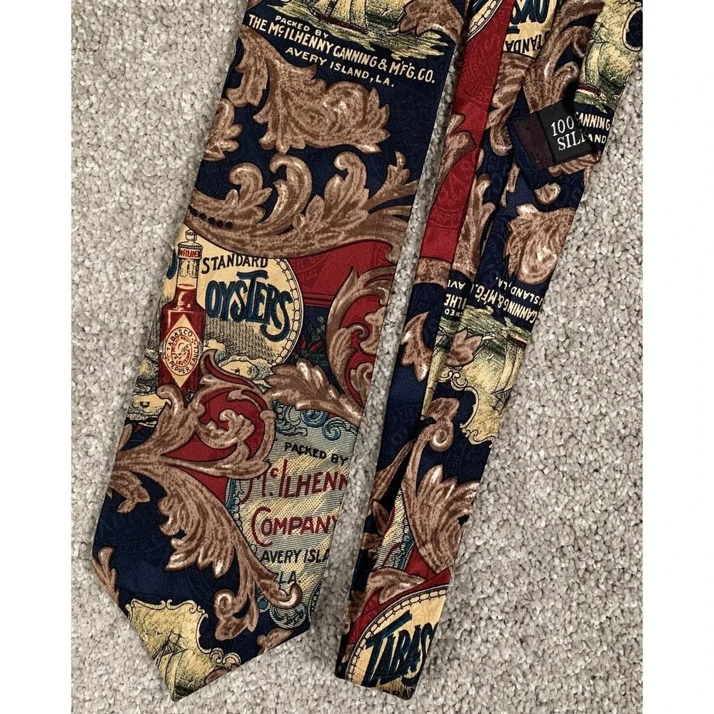 TABASCO 100% Men's Silk Tie Necktie Multicolor‎ Hot Sauce 3 3/4 X 65 Extra Long