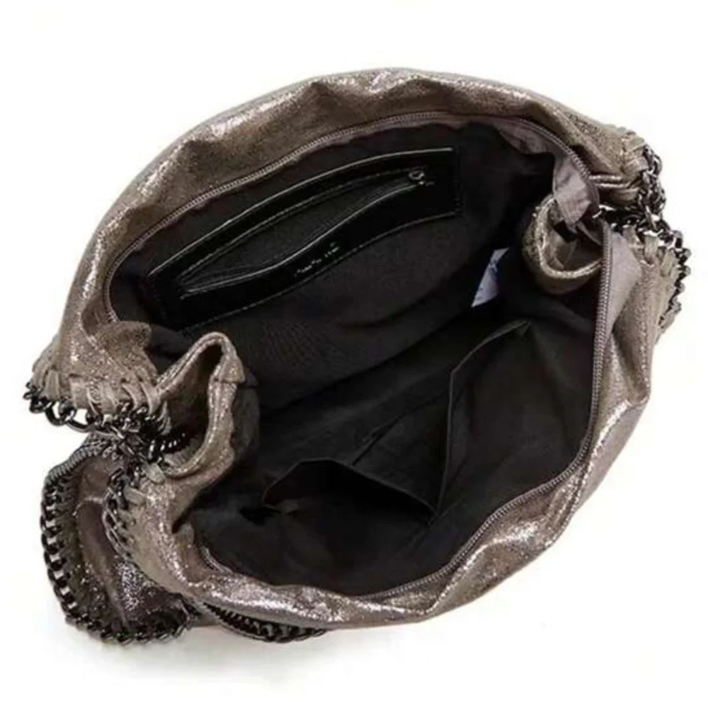 The STELLA Gray Silver Chained Handbag Shoulder Hobo