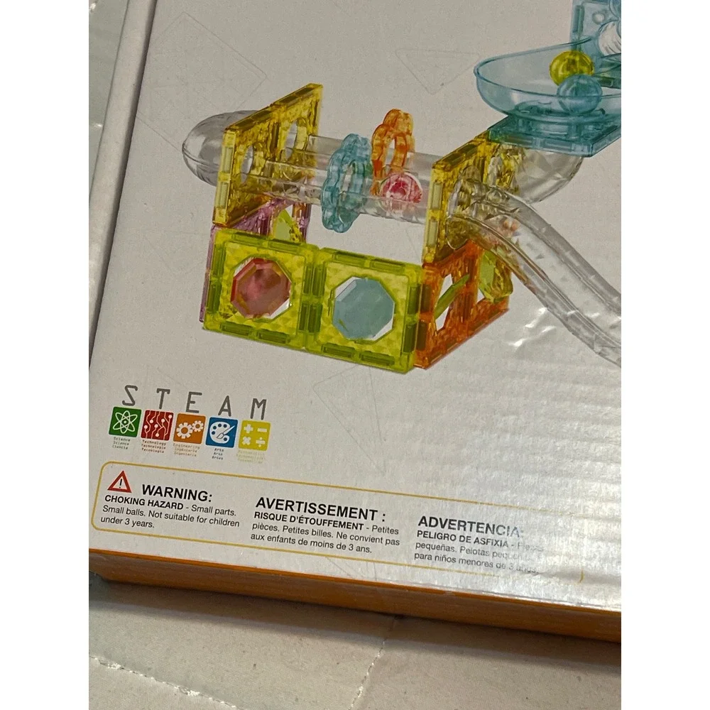 PicassoTiles 80 Piece Travel‎ Size Magnetic Marble Run With Launcher PTMG80