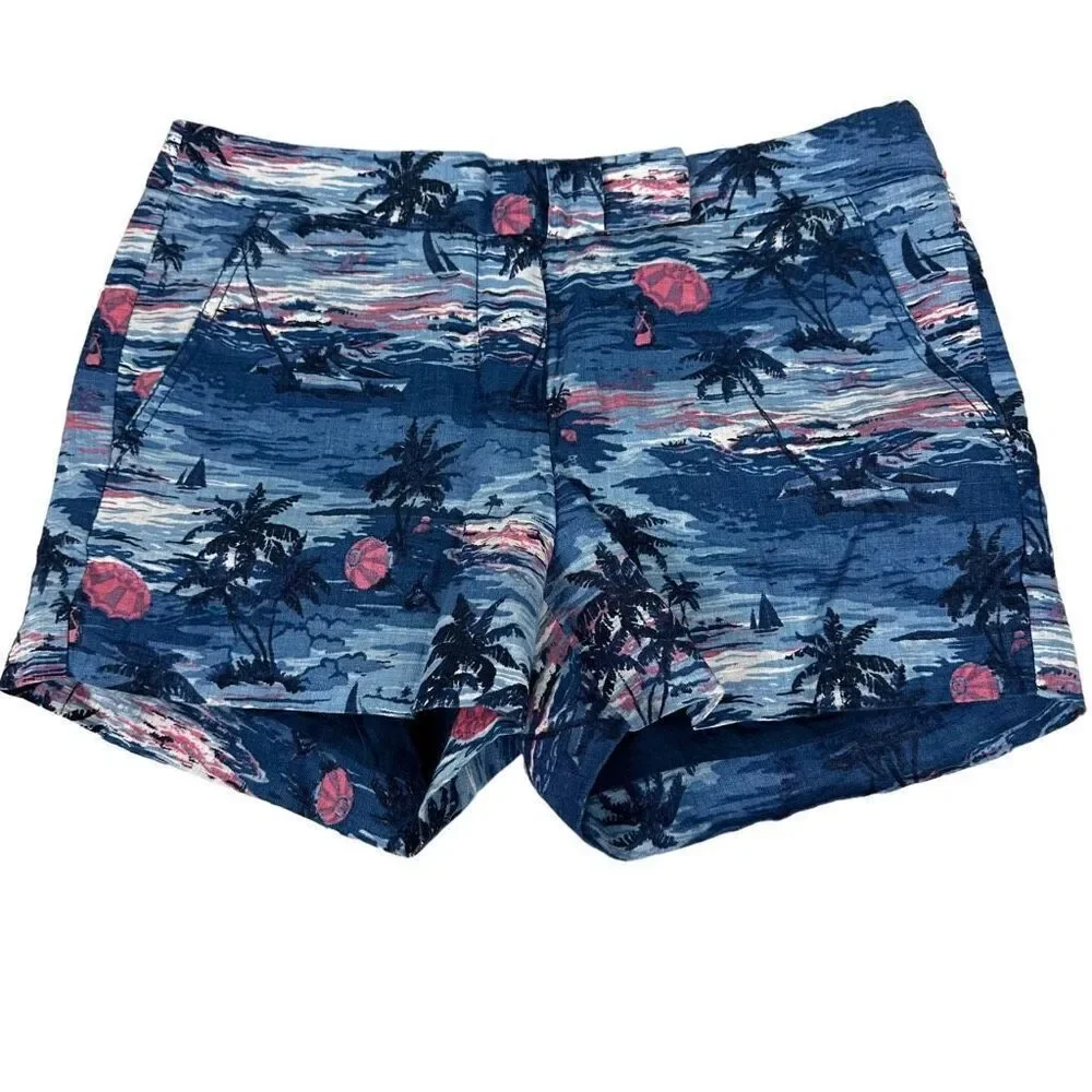 J. Crew Tropical Hawaiian Linen Shorts size 2