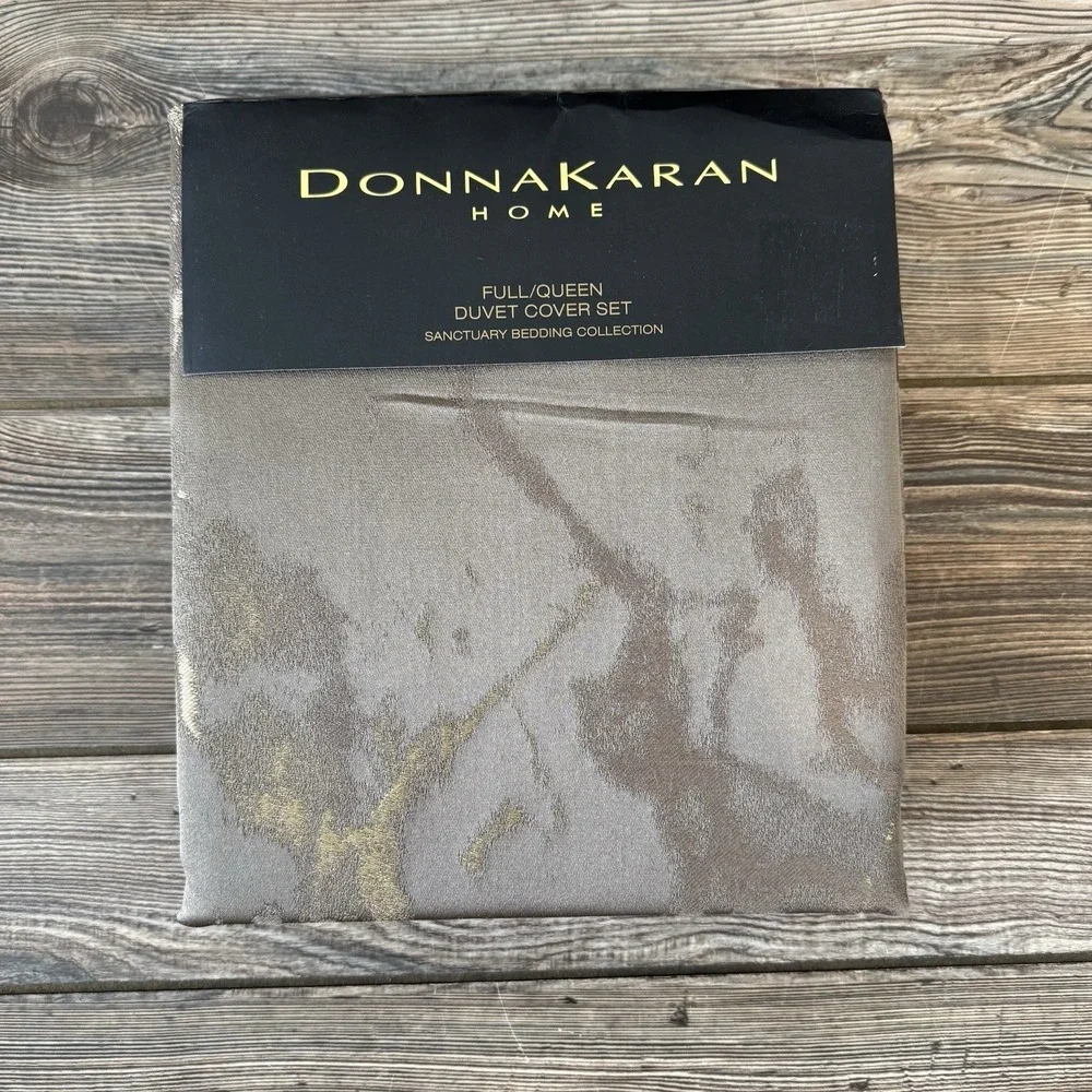 Donna Karan Home Sanctuary Queen Duvet Set Cover + 2 Standard Shams Mink New