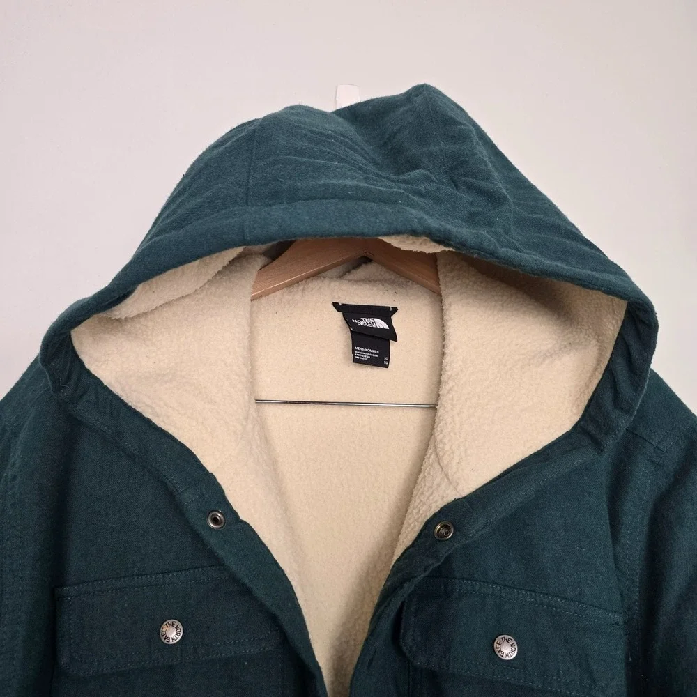 The North Face Men Hooded Campshire Shirt Jacket XL Green Cabincore Cozy Shacket