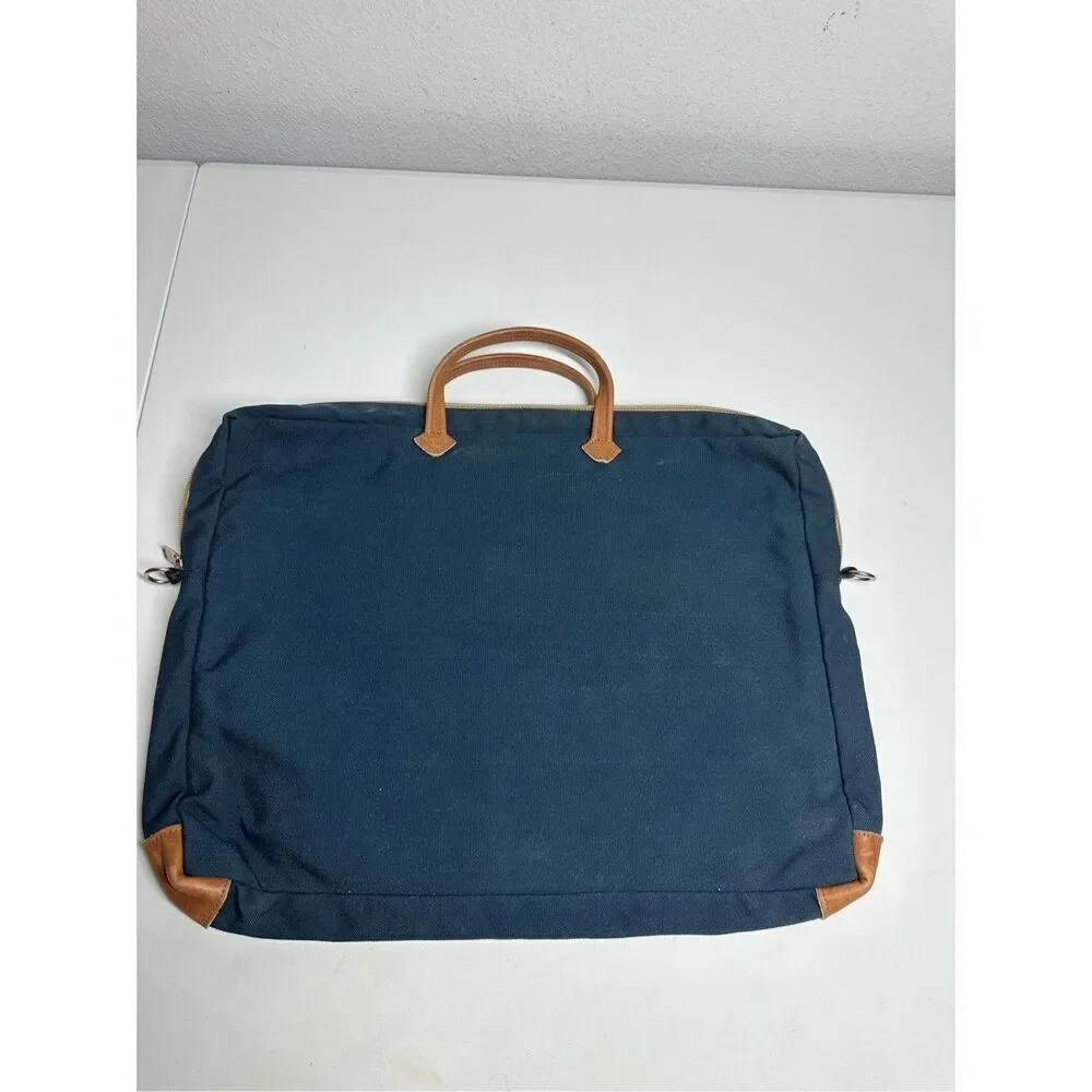 VTG 80s Eastpak Leather Trim Nylop Laptop Briefcase Carrier Attache USA Notes