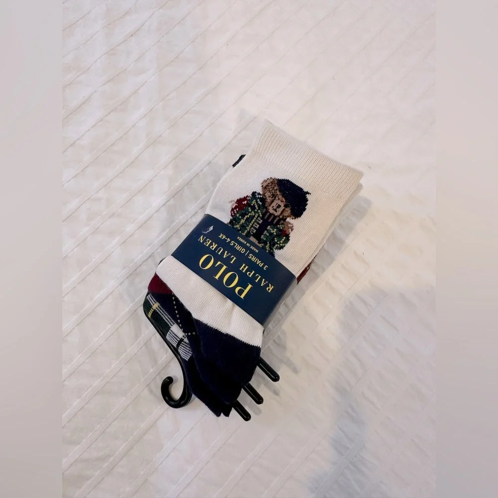 Polo Ralph Lauren Girl's Socks 3 pairs size 4-6X NWT