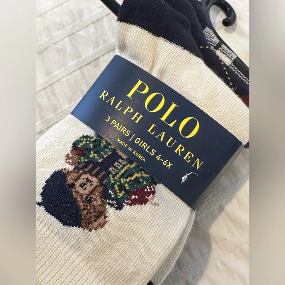Polo Ralph Lauren Girl's Socks 3 pairs size 4-6X NWT