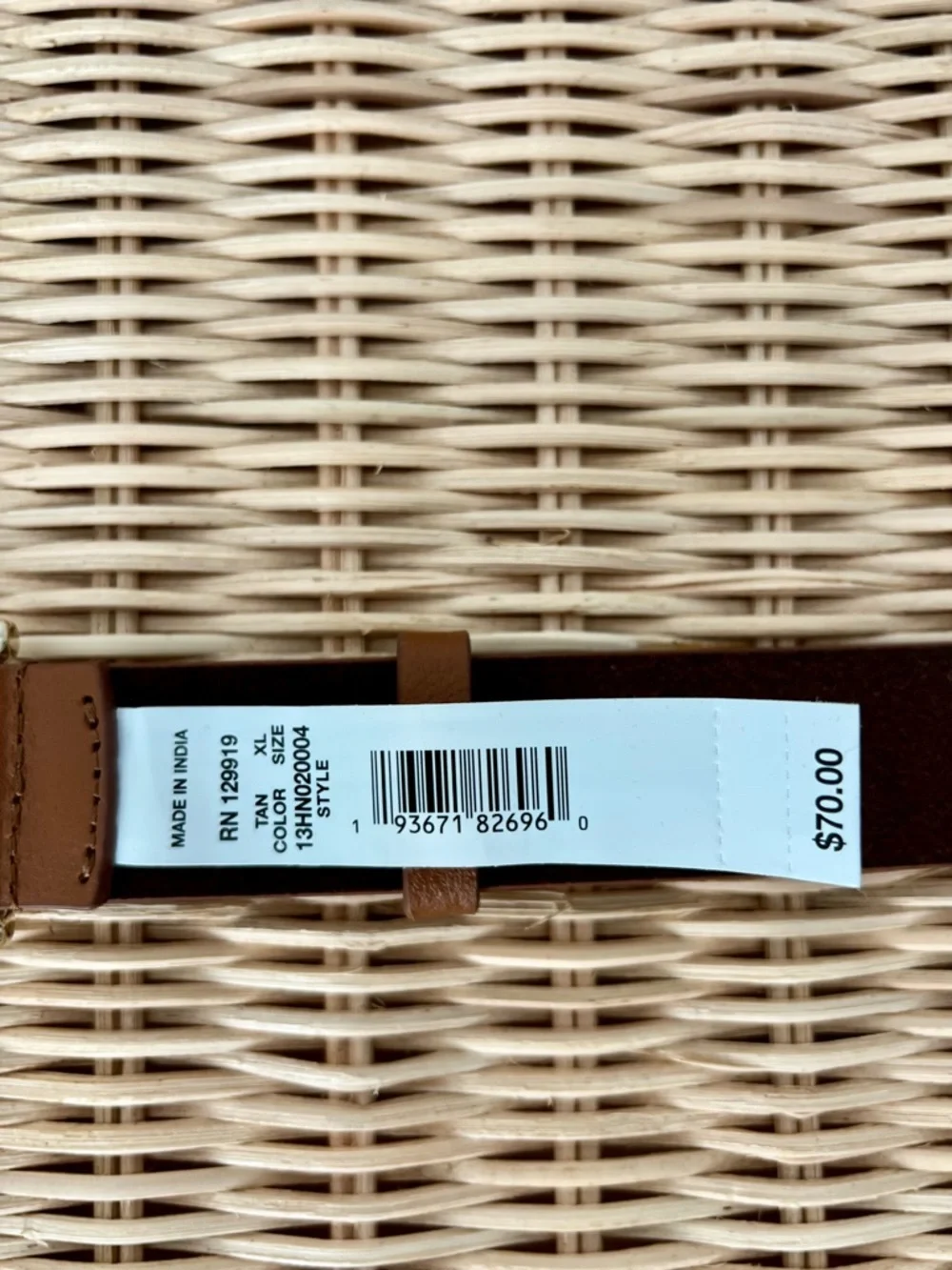 NWT Cole Haan Leather Belt Tan Gold Buckle Size XL