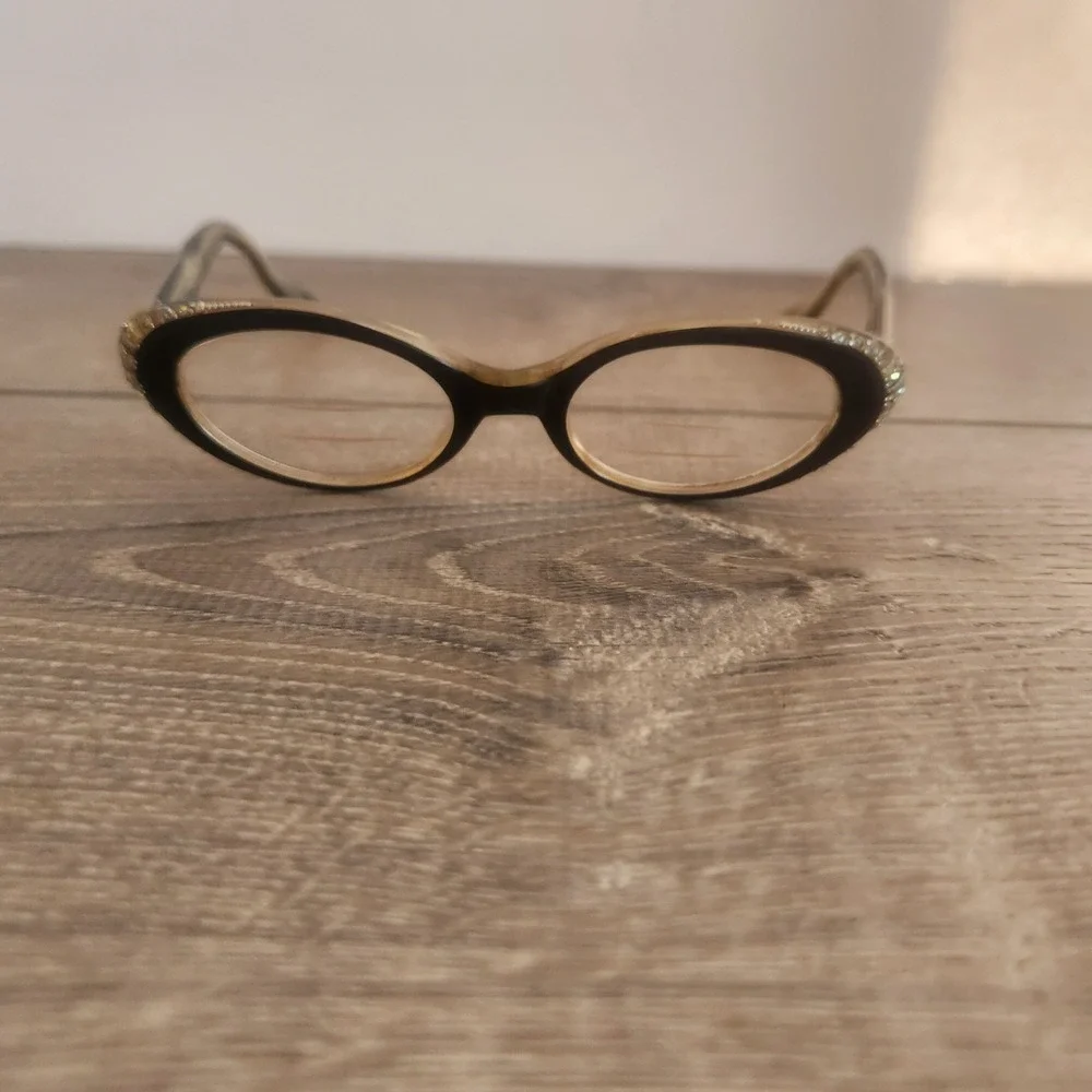 Vintage Frame France TWE L. Evrard Embellished Cat Eye Rhinestone Frames Only