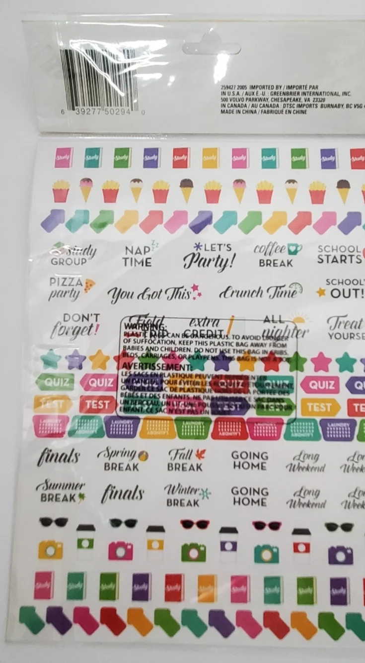 Colorful Planner Sticker Sheets - Bright Multicolor 9 Packs 300 Each Sticker