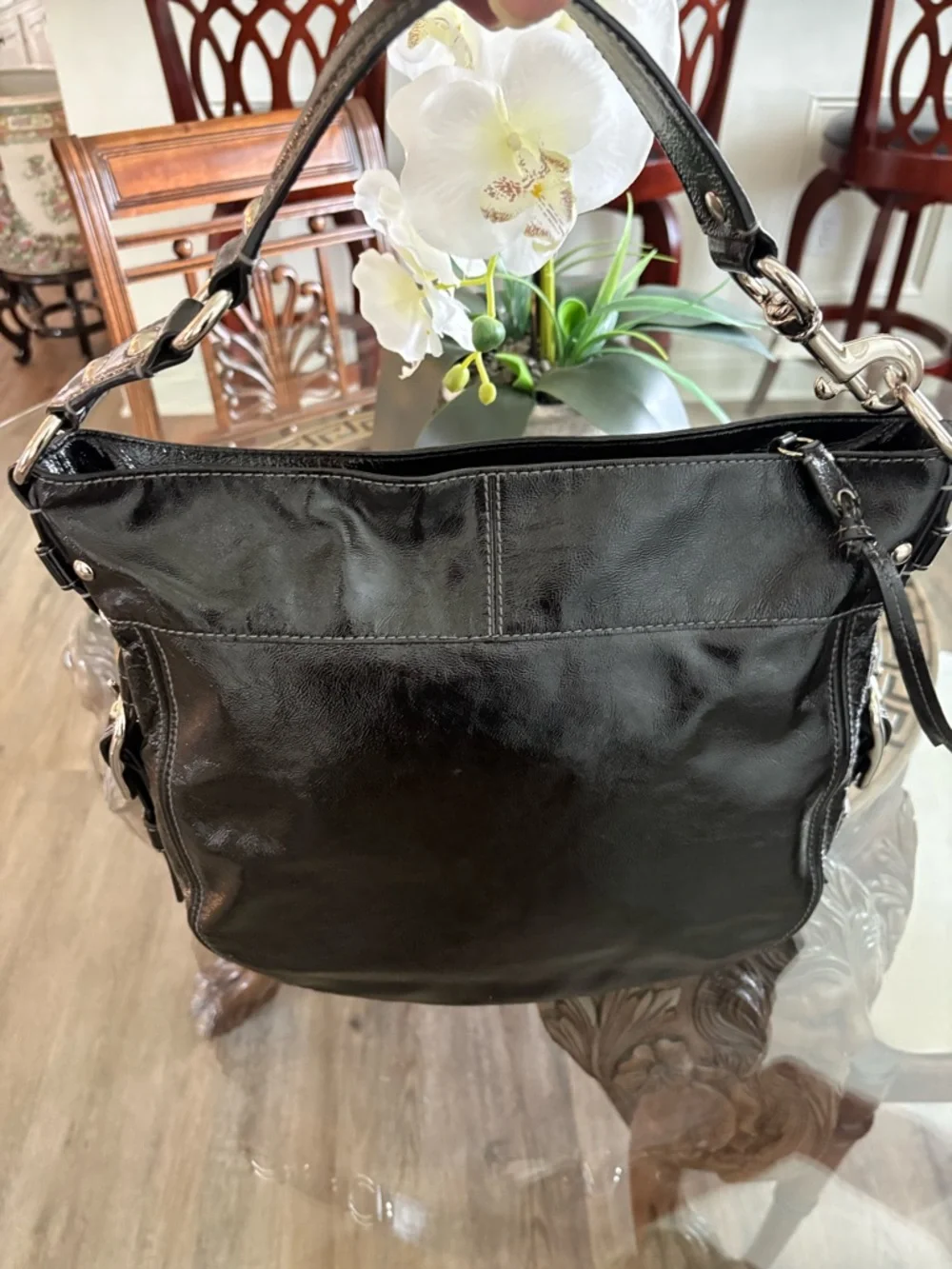 🖤💜COACH BLACK PATENT LEATHER HOBO/SHOULDER BAG!🖤💜