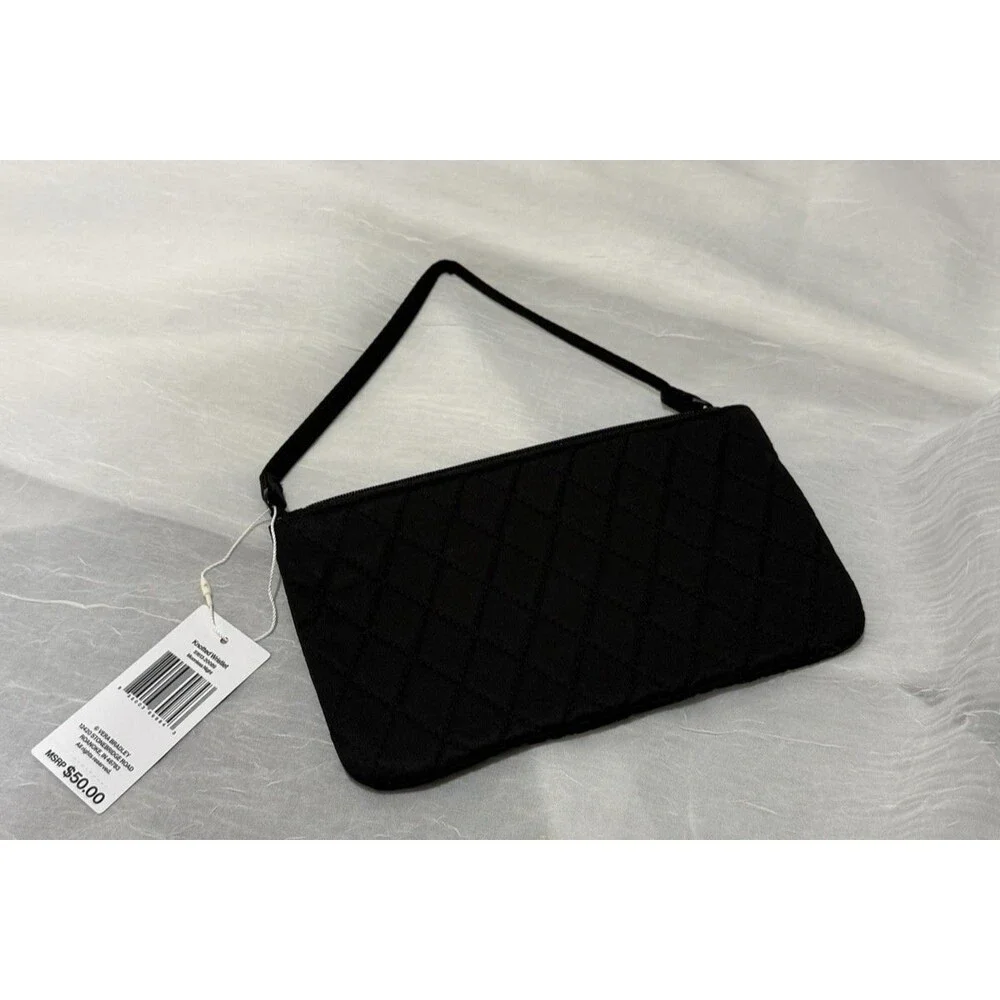Vera Bradley Moonless Night Essential Zip Wristlet Nylon Quilted Black Brand New