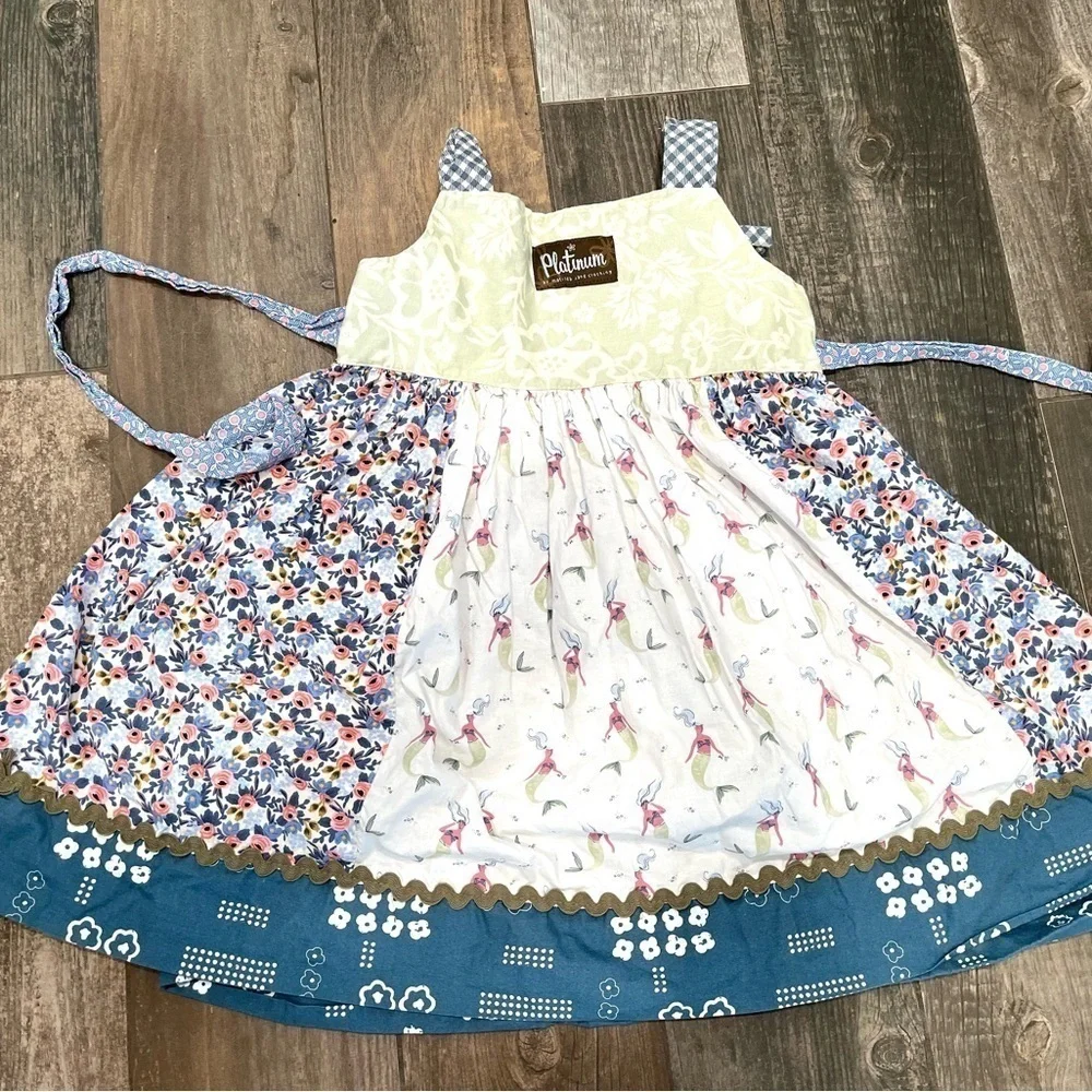 Matilda Jane Platinum Mermaid Floral Size 6 Knot Dress #3/7 RARE!! Special Run