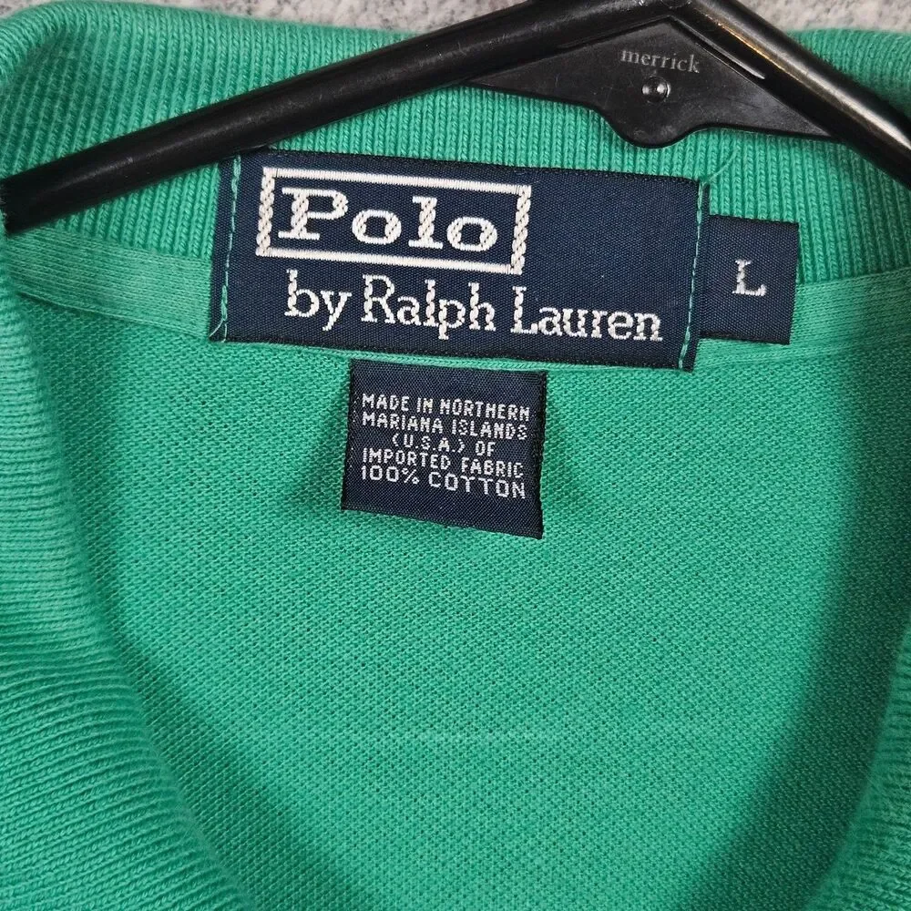 Polo Ralph Lauren Green Cotton Polo Shirt Mens L Classic Preppy Casual Summer