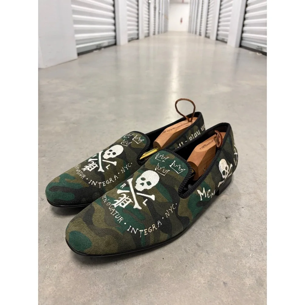 Polo Ralph Lauren slipper Mens 12 Camo Loafer Skull Forty Thieves Velvet Slipper