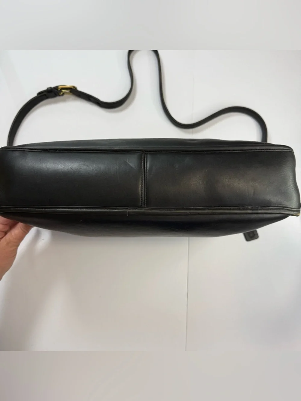 Coach vintage Black Leather briefcase messenger Bag full grain leather EUC