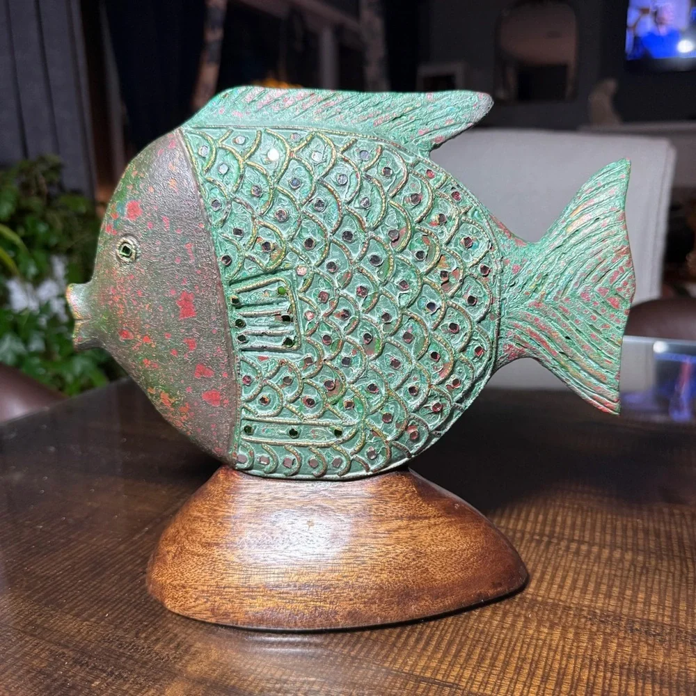 Decorative Green Fish Statue