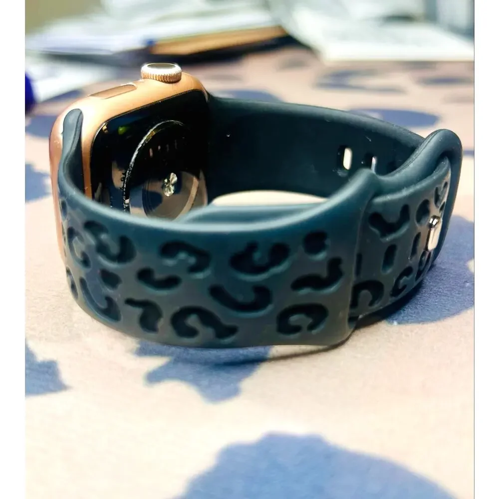 Matte Black Apple Watch Band 38 40 Silicone Strap Minimal NEW