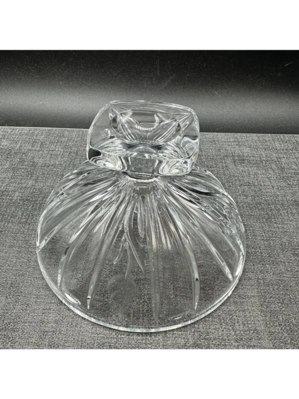 Vintage Crystal Footed Bowl Pedestal Candy Dish Starburst Fan 6.25