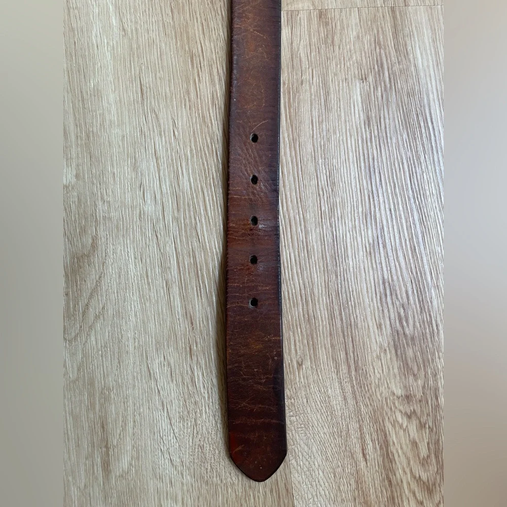 Nautica Men's Brown Leather Belt silver buckle size 40 preppy