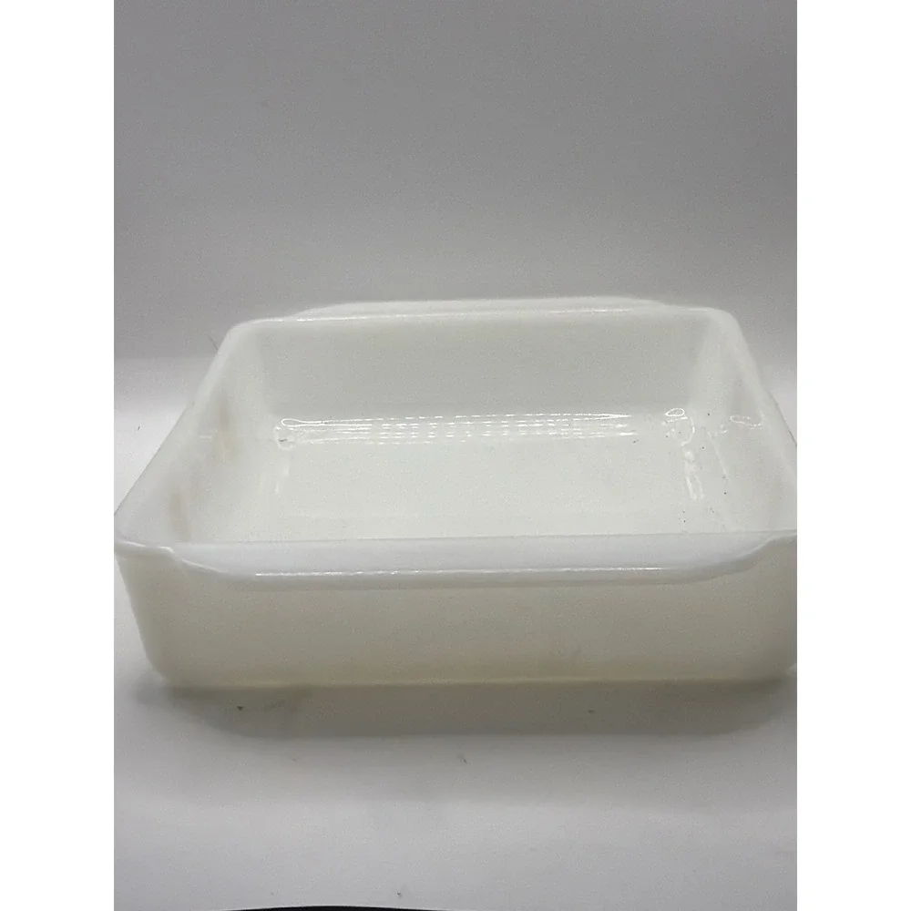 Fire-King 452 Milk Glass Wheat Pattern Square Baking Dish 8x8 Vintage USA