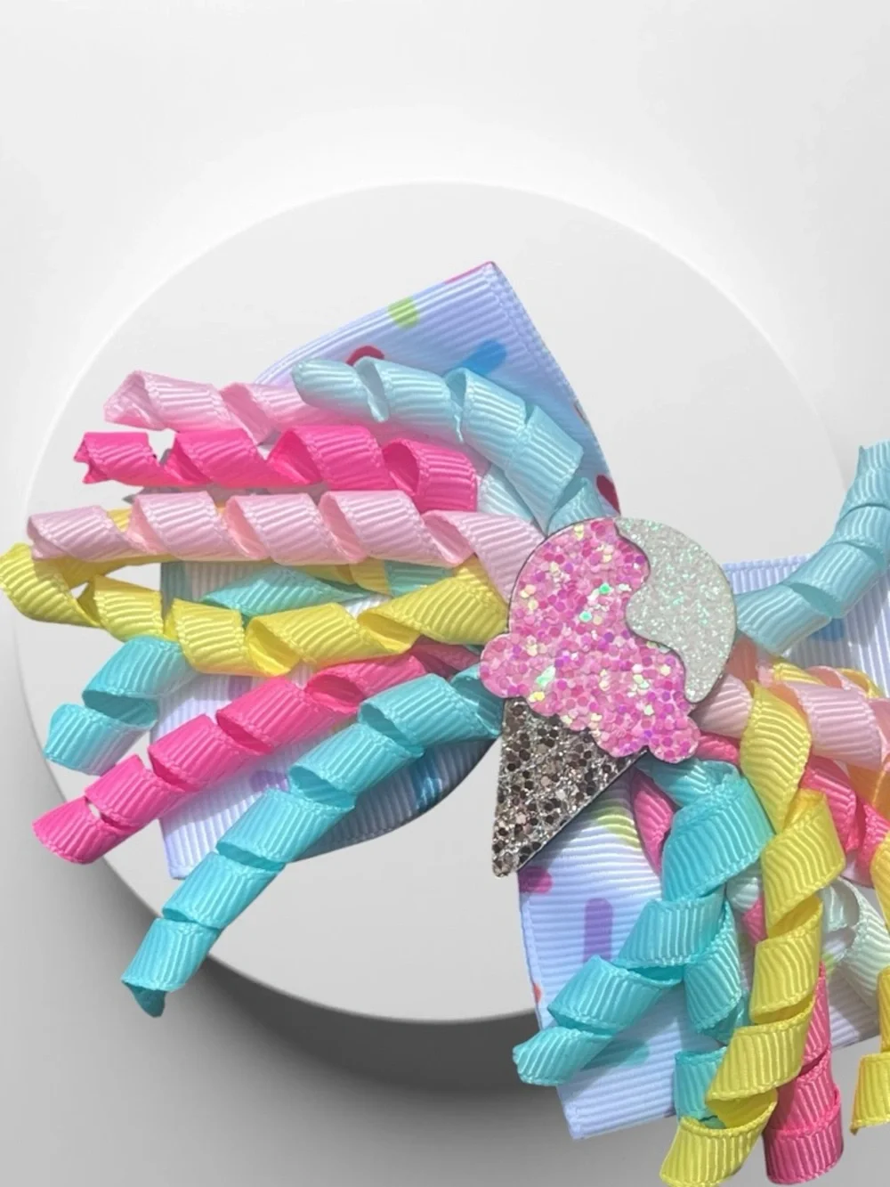 Pastel Rainbow Ice Cream Korker Bow Hair Clip for Kids