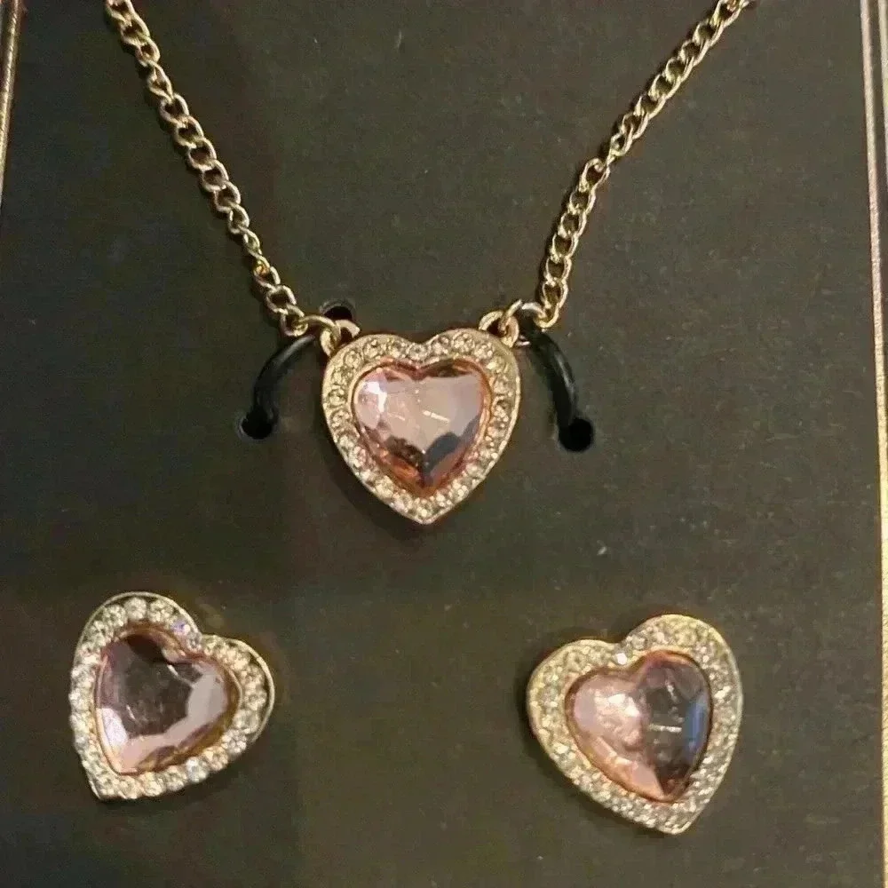 Jessica Carlyle Watch, Necklace And Earring Purple Stone Set NIB