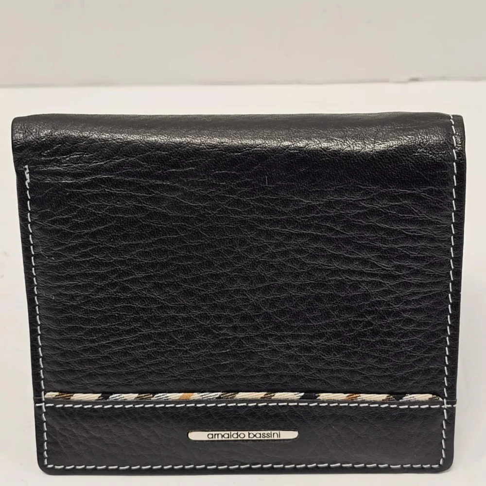Arnaldo‎ Bassini Italy blacl leather wallet