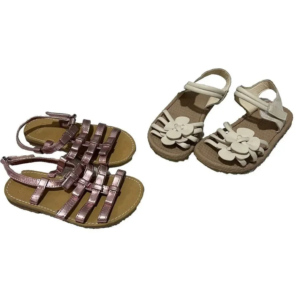 Gymboree & Fashion Kids Girls Pink Gladiator Sandals 10 & White Toddler Lot Of 2