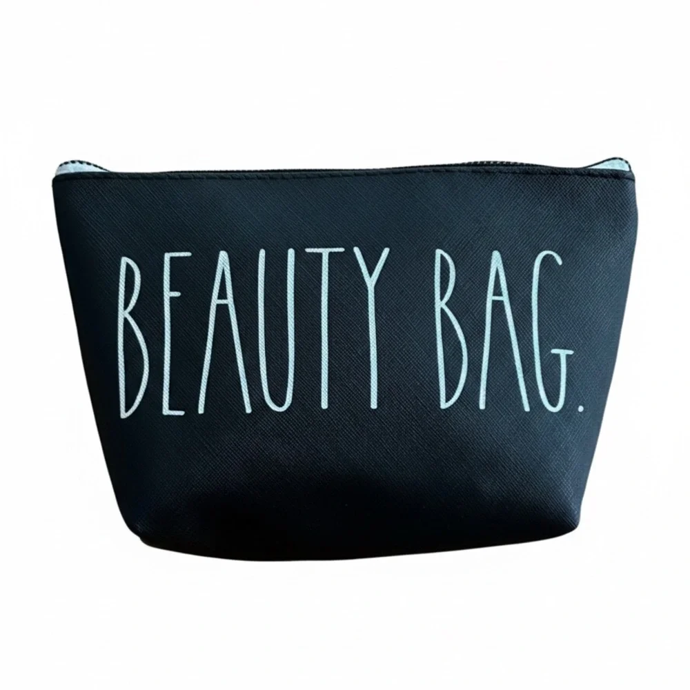 RAE DUNN black Cosmetic Bag Beauty Bag. 8.25“x2.75“x5.5“ NWT