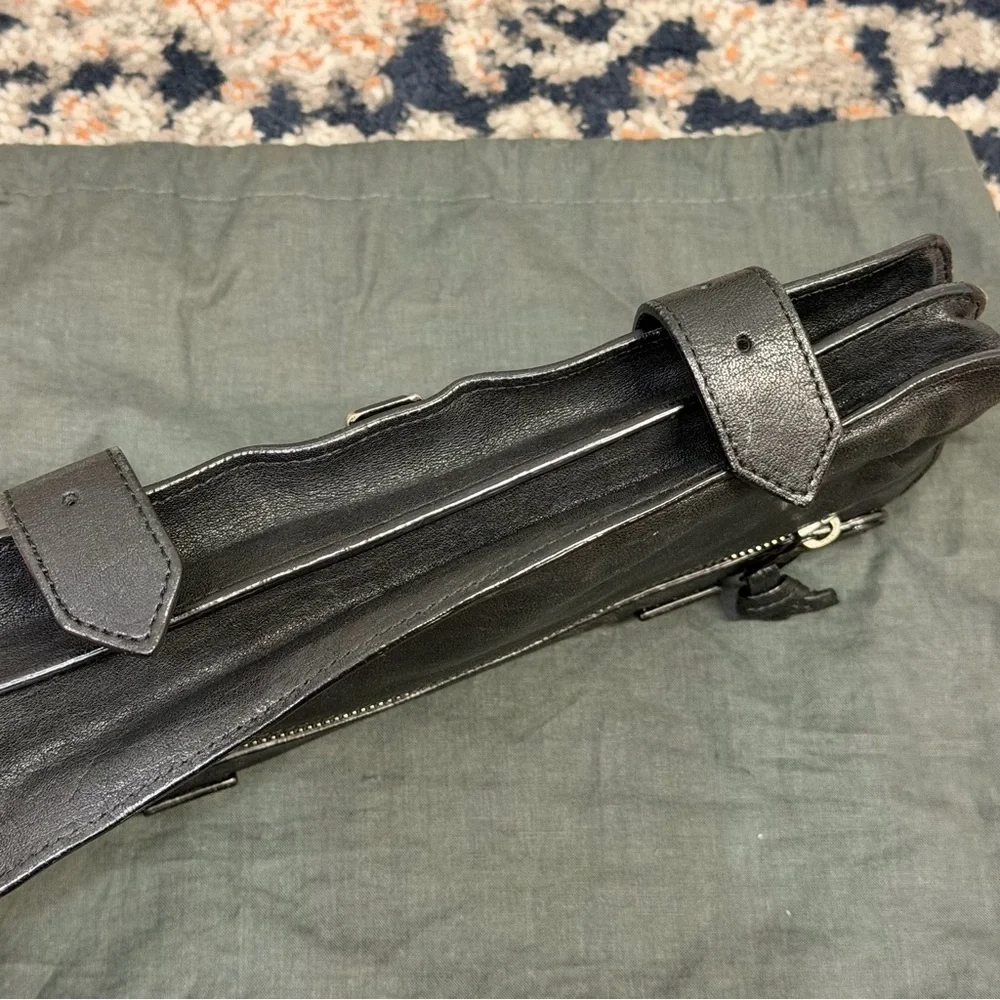 Proenza Schouler PS1 Lamb Leather Moto Clutch in Black