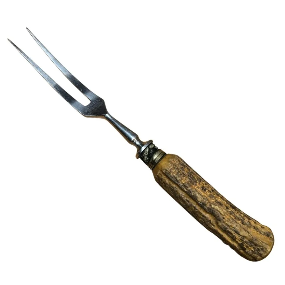 Vintage Stag Antler Handle Meat Carving Serving Fork 11