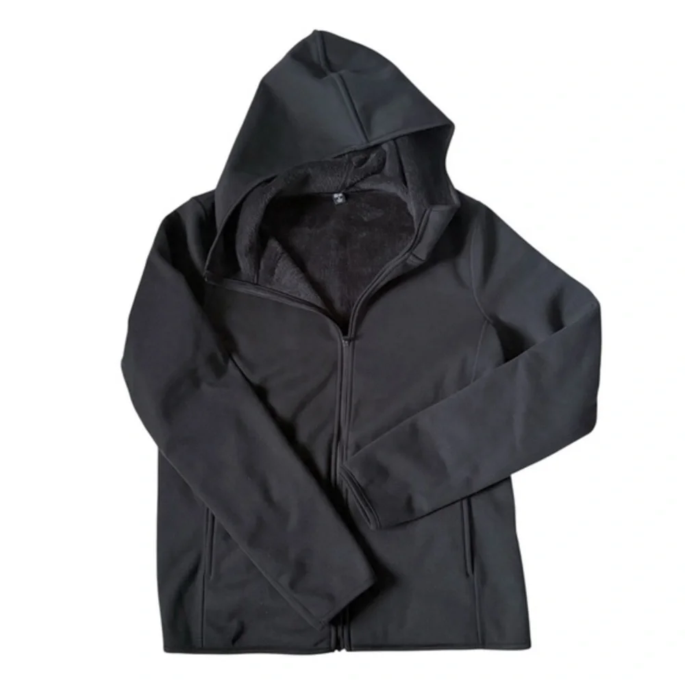 UNIQLO Lined Zip Hoodie Jacket Black Medium