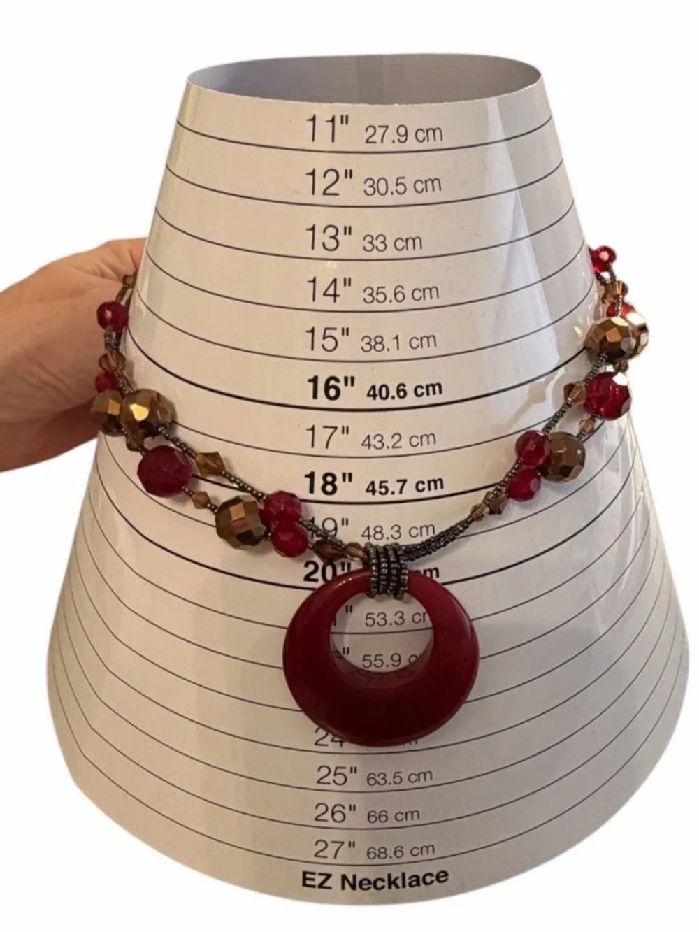 Lia Sophia Cinnabar 🌺 Red Pendant Multi Strand Beaded Statement Necklace