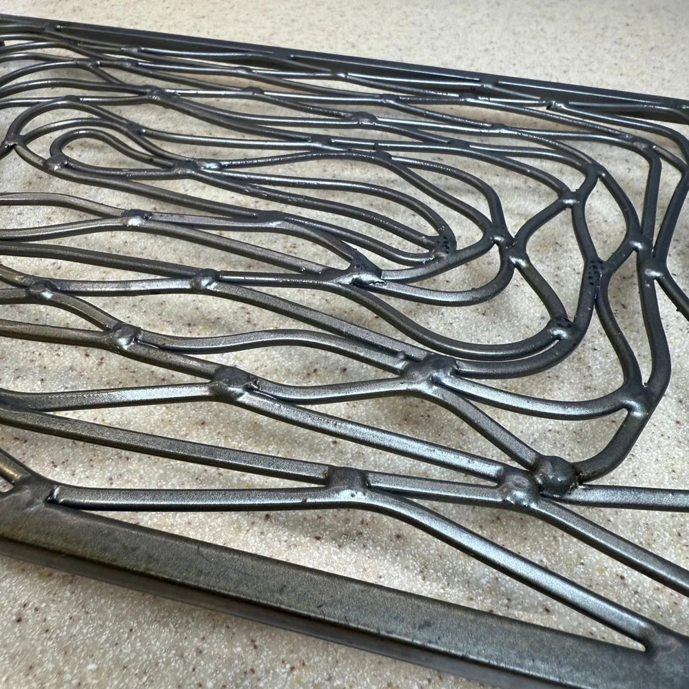 Industrial Welded Steel Swirl Metal Trivet Rectangular Hot Pad Gunmetal Gray