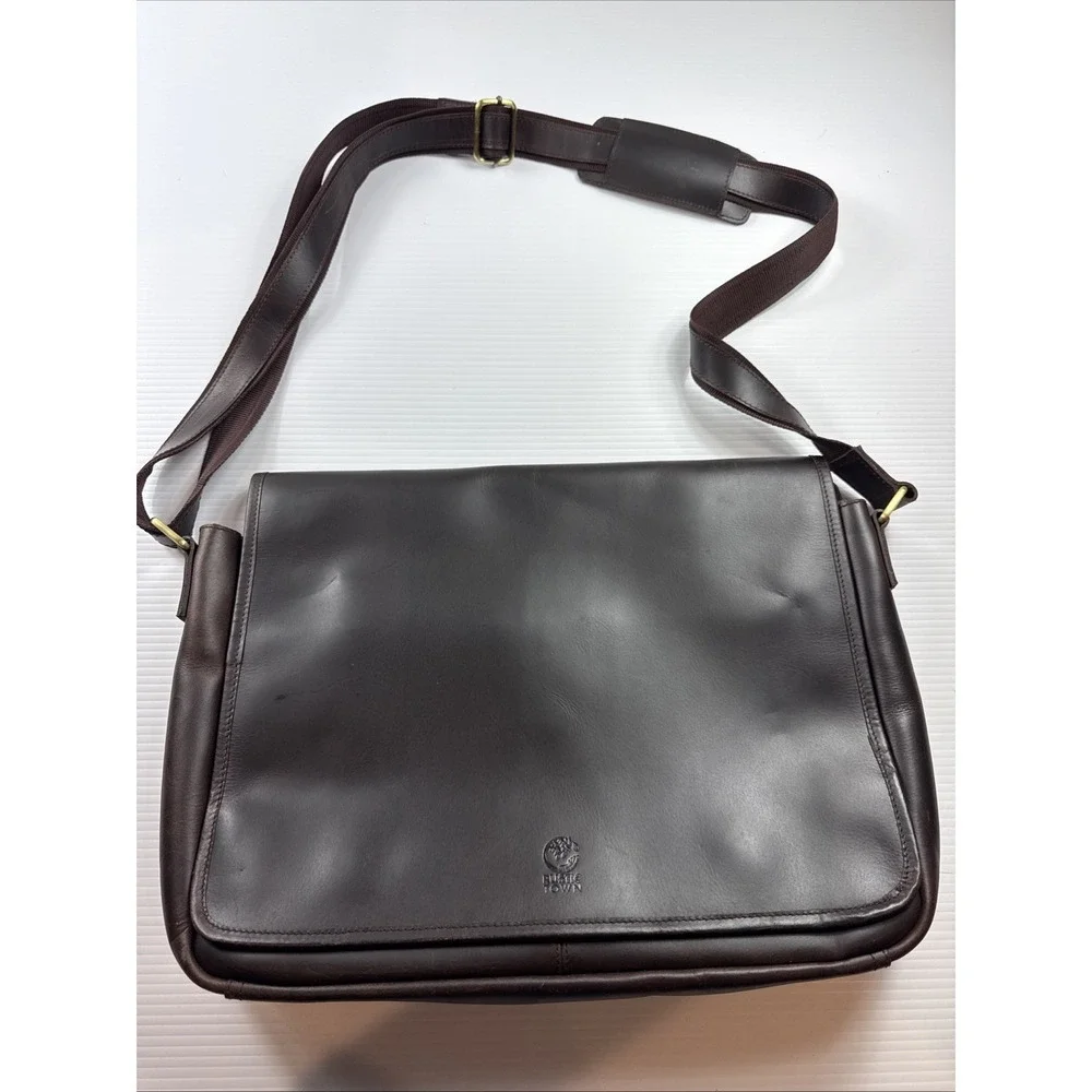 Rustic Town leather messenger Laptop Shoulder bag Brown 16x13x3.5