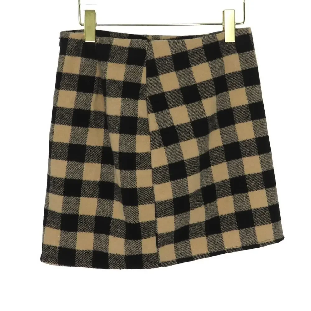 Primark Black & Cream Plaid Mini Skirt Preppy Twee Retro Small