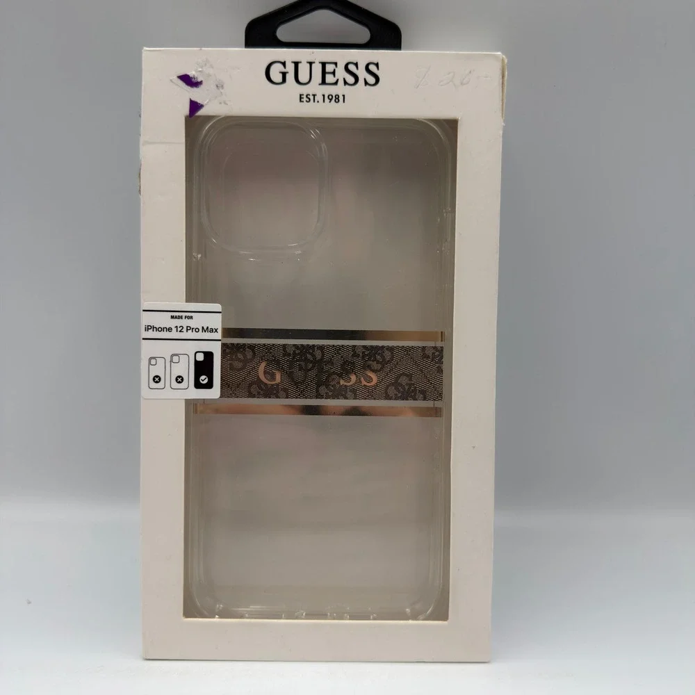 Guess iPhone 12 Pro Max Case Clear Brown Monogram Logo Slim GUOHCP12LKB4GBR