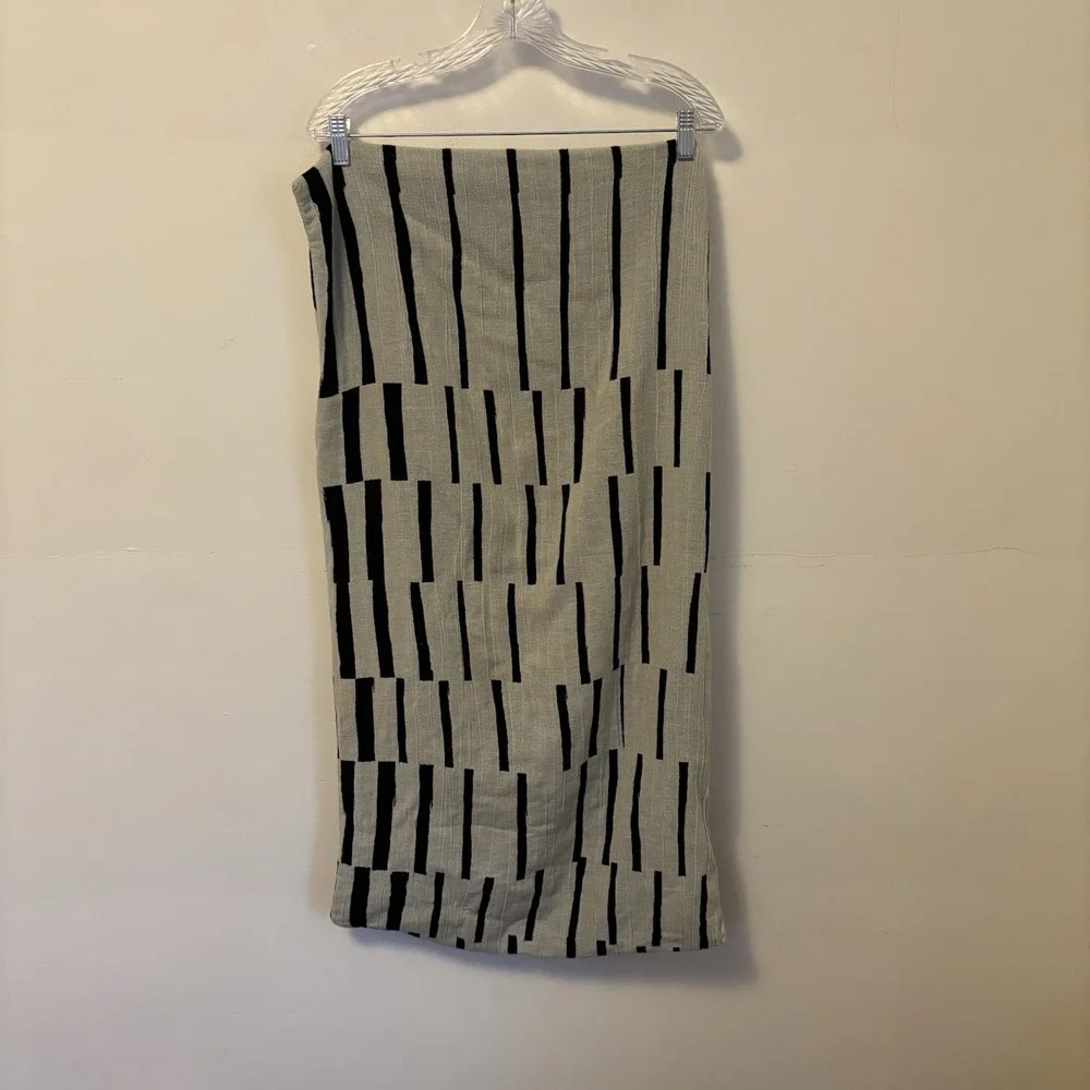 CB2 Shawn Black Gray King Sham 20x 36‎ Inch Cotton Pillow Case