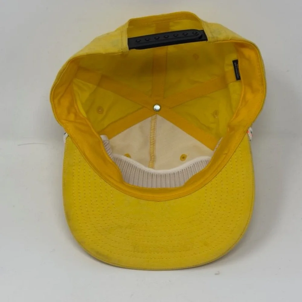 Vintage Sun Valley Idaho Ski Resort Rope Hat Yellow Snapback Trucker Cap 80s 90s