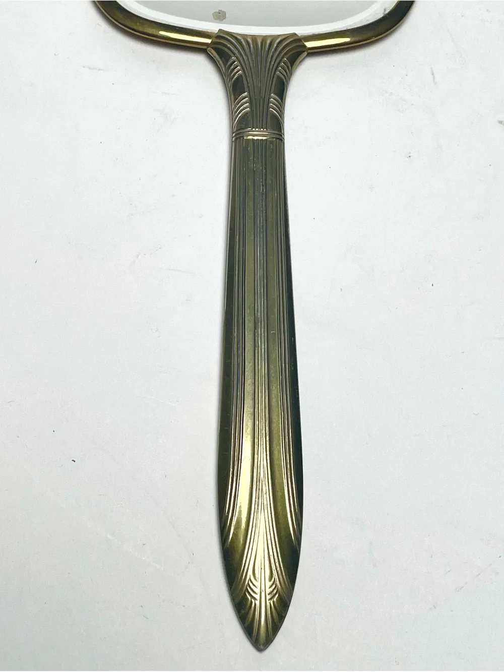 Vintage Brass Hand Mirror - Hollywood Regency Floral Vanity Decor 12.5