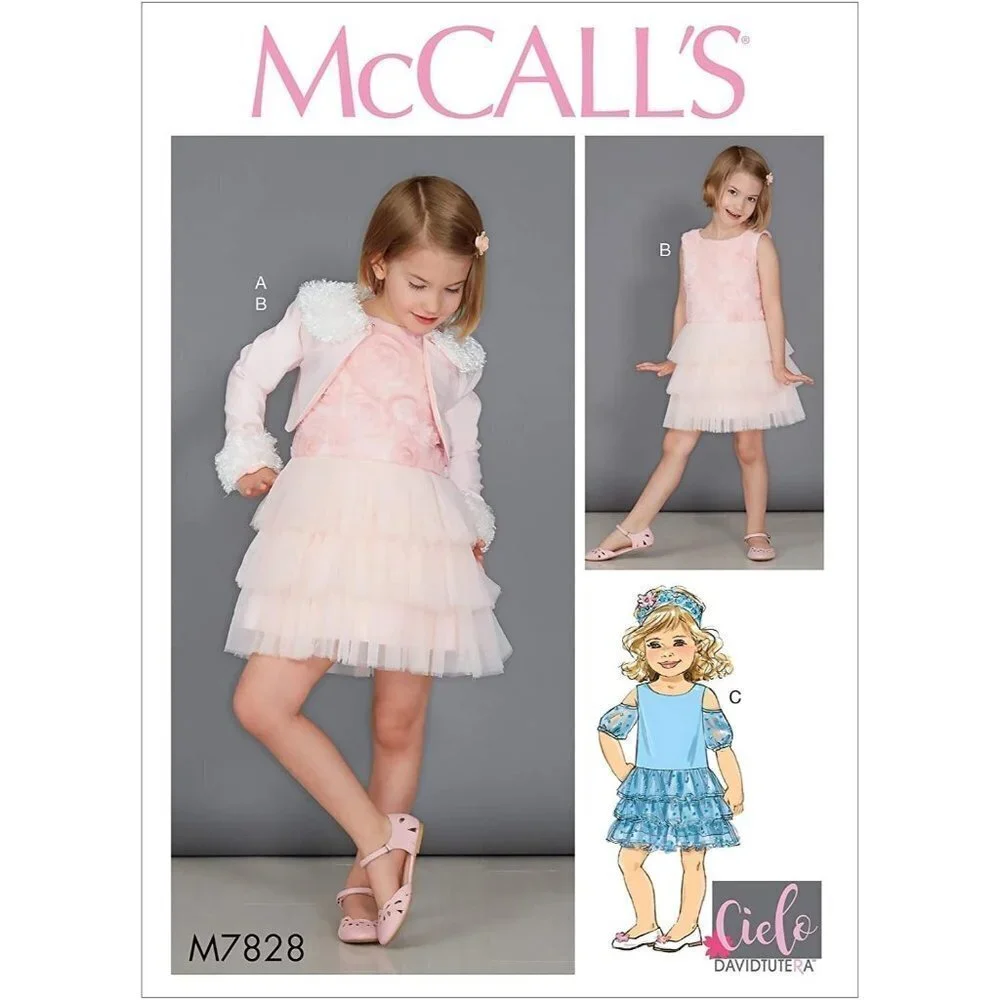 McCall's Sewing Pattern 7828 Girl's Dress and Bolero Jacket Size 2-5