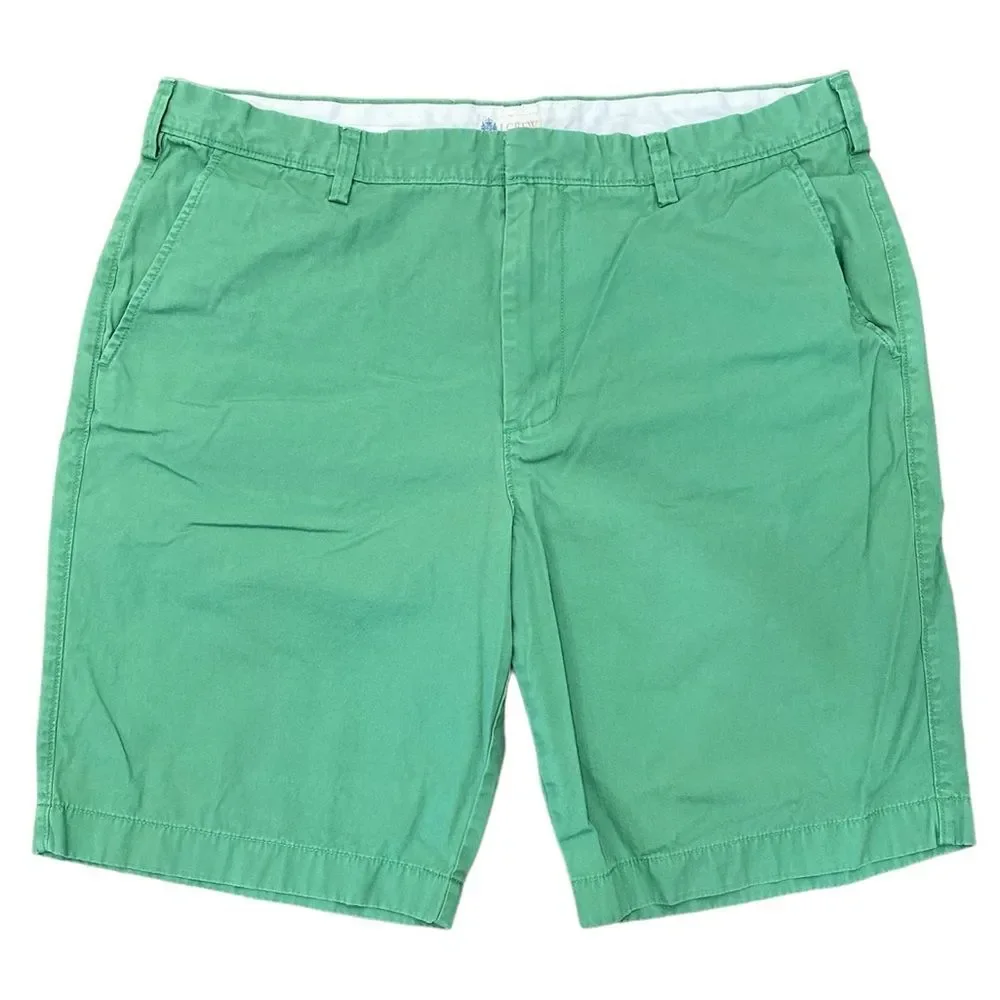 J. Crew 100% Cotton Flat Front Chino Shorts Green Men’s Size 38 10.5” Inseam