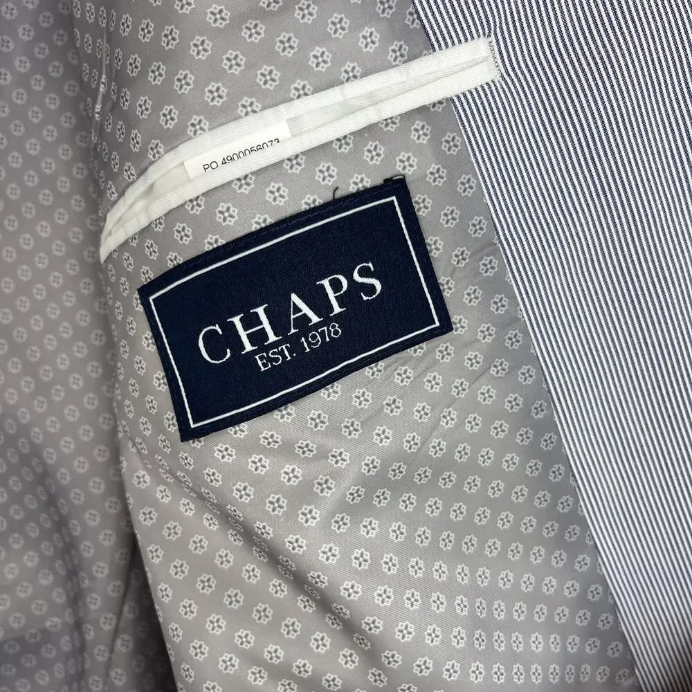 Chaps Ralph Lauren Blazer Mens 44R Blue Striped Cotton Nautical Coastal Preppy