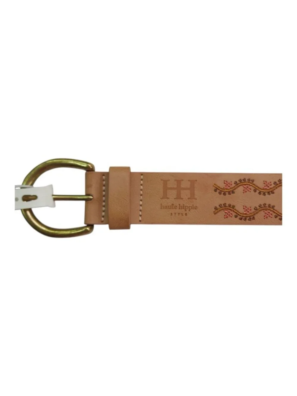 Haute Hippie Tan Leather Belt With Gold Buckle Womens Size M Vachetta