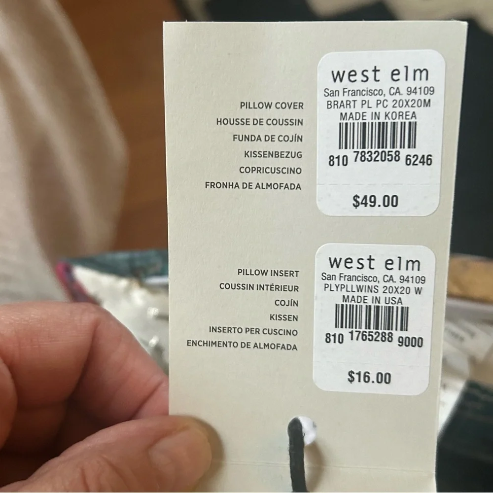 West Elm pillow touches organic