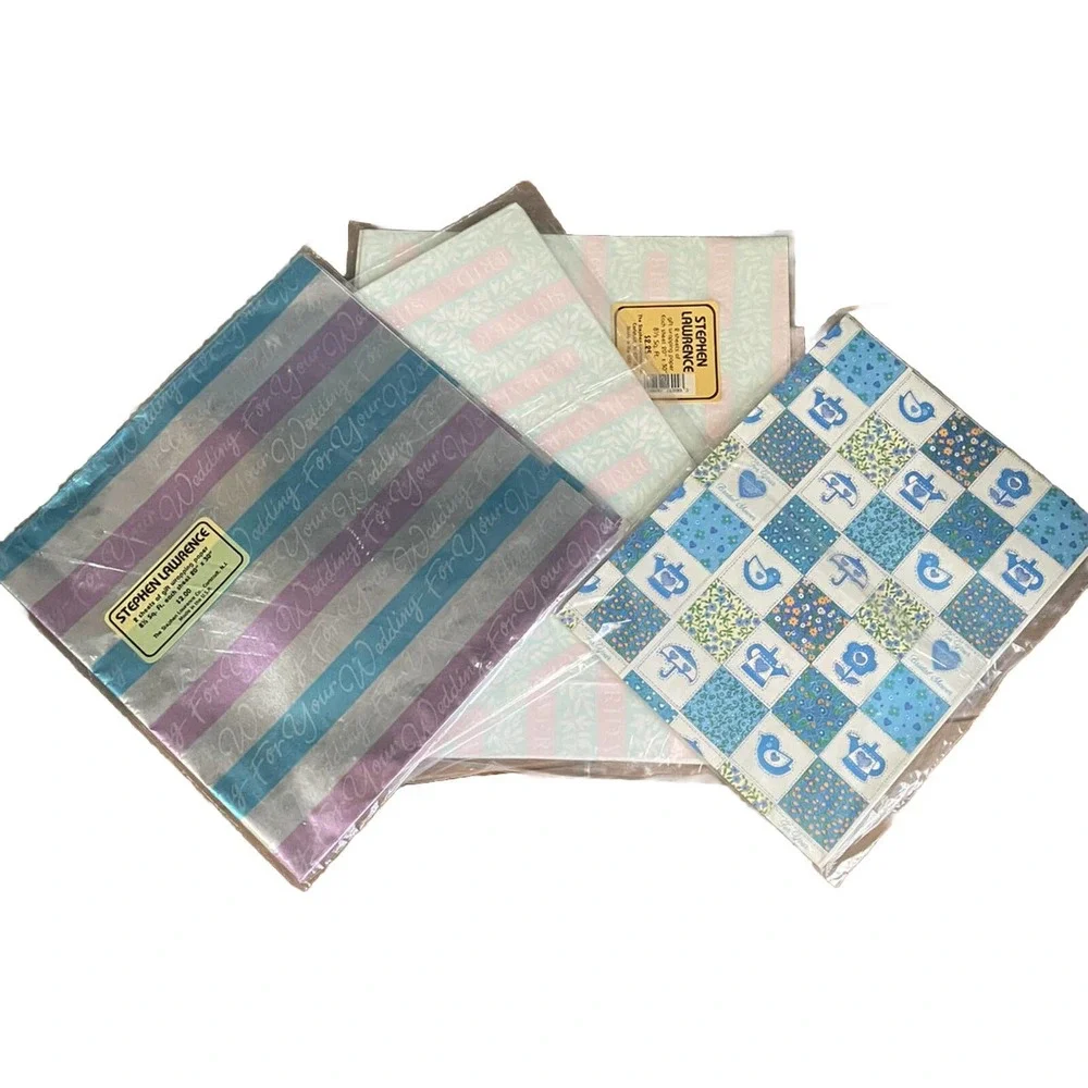 Vintage 80s‎ Bridal Wedding Bridal Shower Gift Wrap Assortment 10 Sheets