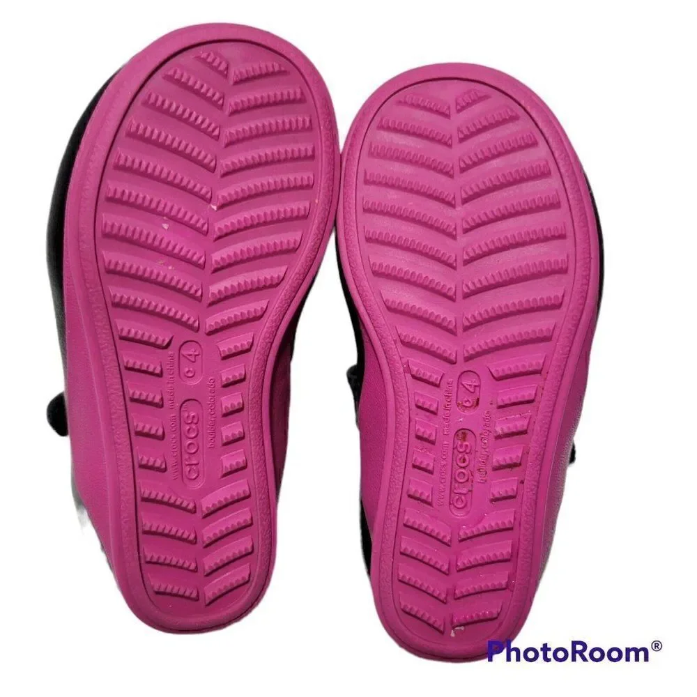 Crocs Toddler Shoes‎ Girls Size C4 Mackenzie Mary Jane Black Magenta Pink Purple