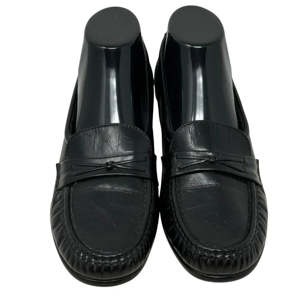 SAS Womens Easier Black‎ Leather Dress Career Work Slip On Low Heel 10N