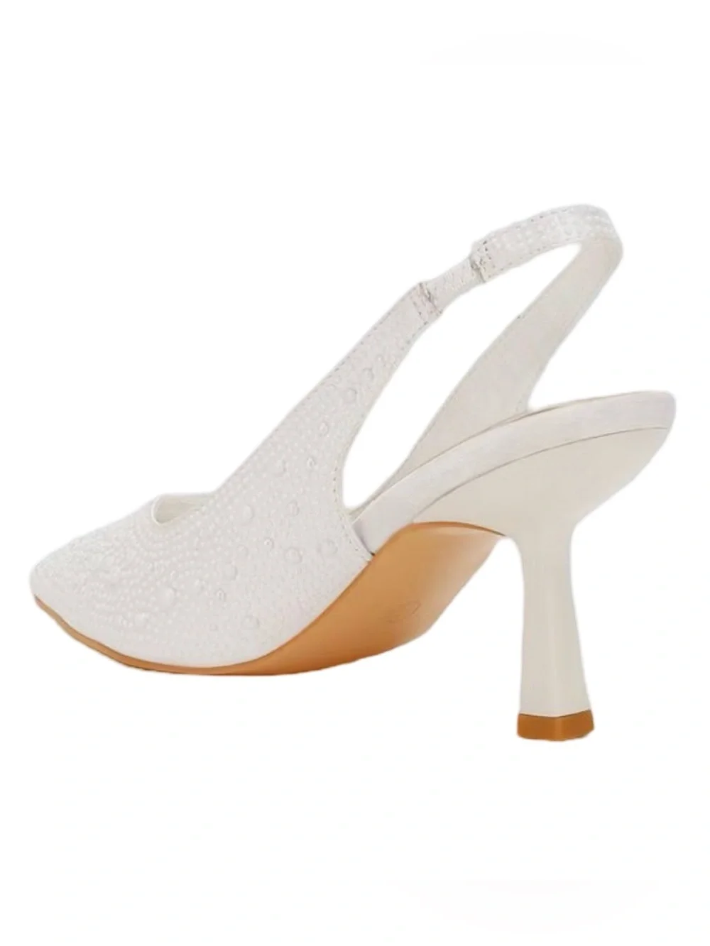 London Rag Ararki Luxurious Satin Pearl Slingback Sandals In White Size 8 NEW